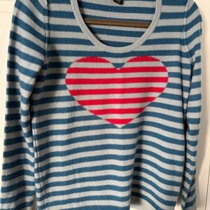 Sonia Rykiel Sutton Studio Blue and Gray Striped Cashmere Sweater